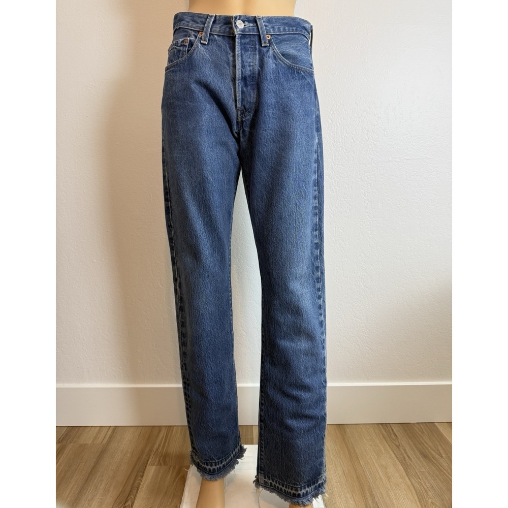 Levis 501xx Y2K Vintage Jean Sz 29x36 Womens Medium Wash Blue Long Boho Western - Picture 3 of 11